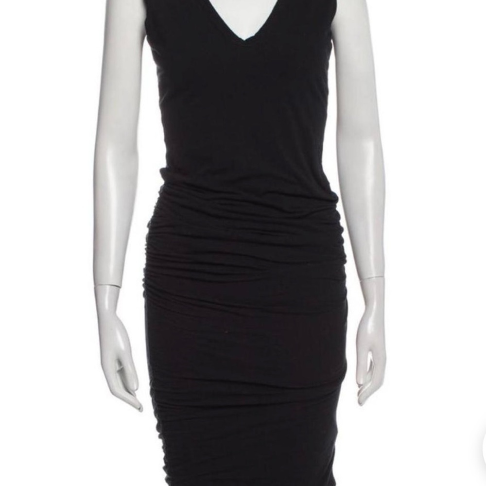 James Perse Black V-Neck Midi Dress